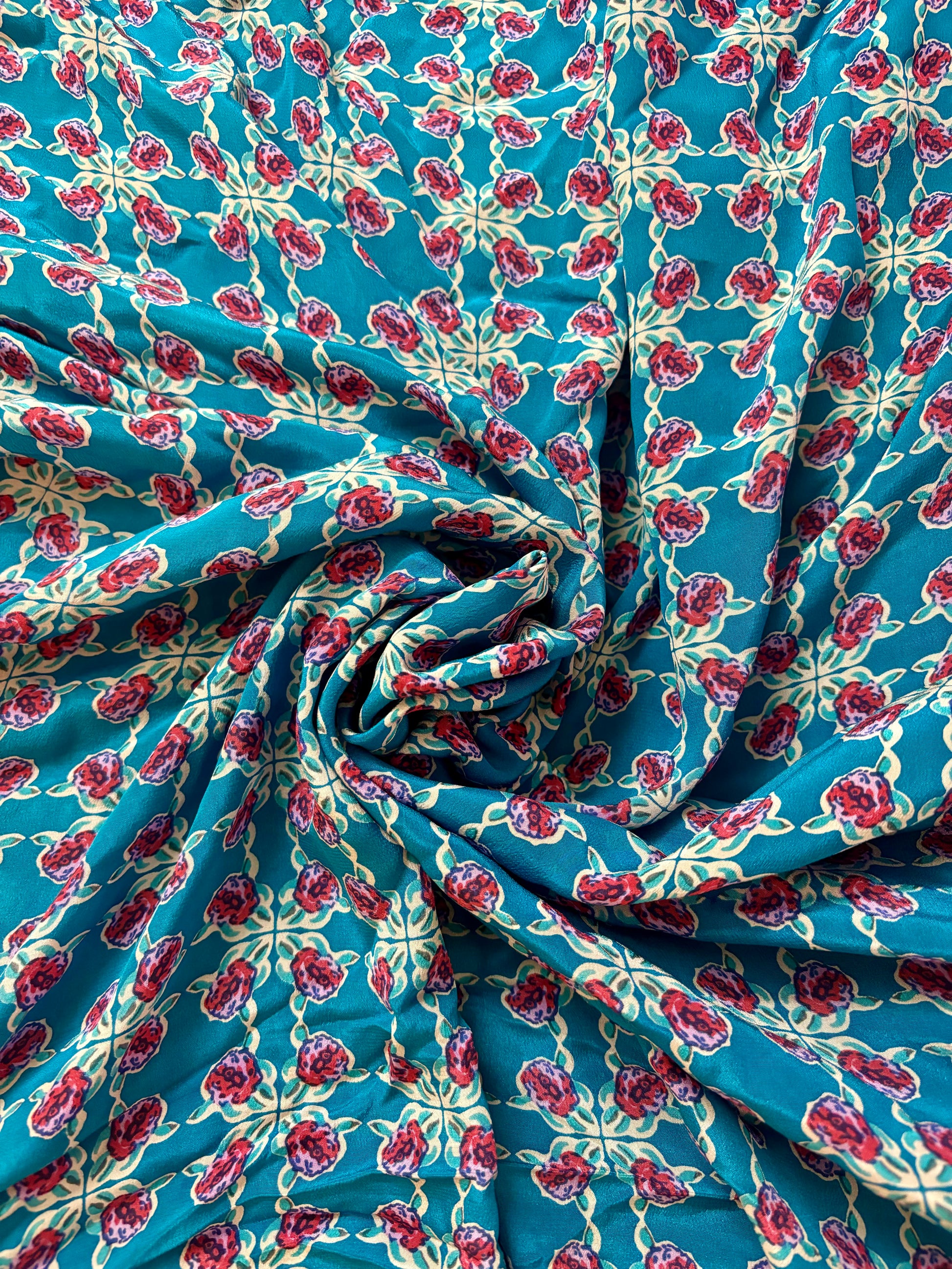 French Rose Pure Crepe Print
