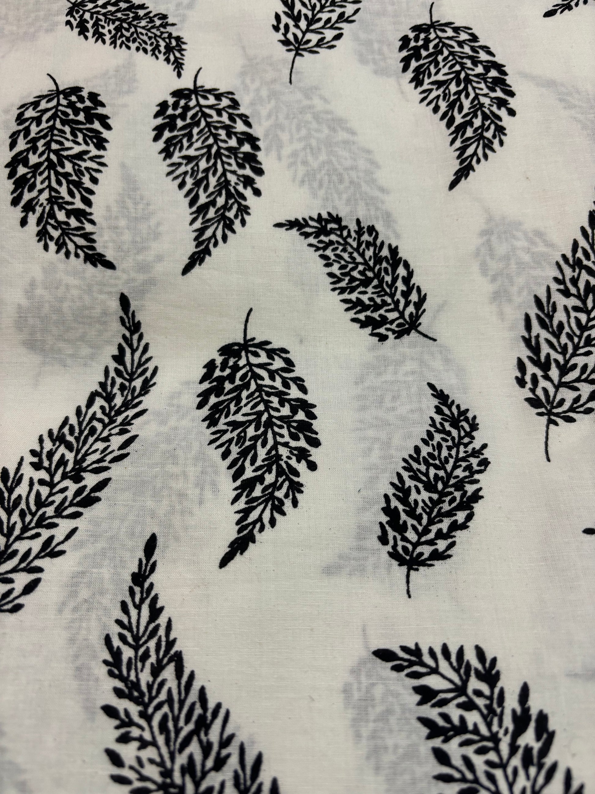 Black Leaf Cotton Print
