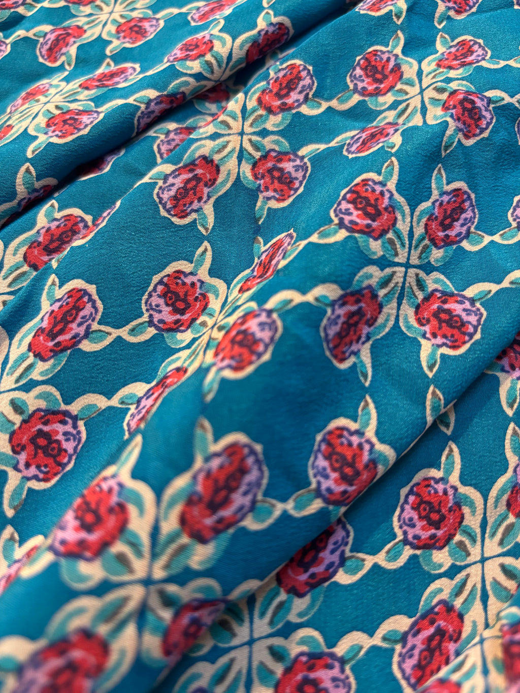French Rose Pure Crepe Print